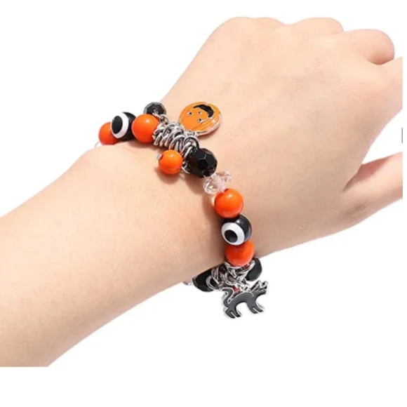 Charm Bracelets Halloween Bracelets Ghost Pumpkin Stretch Beaded Bracelet - Picture 1 of 6